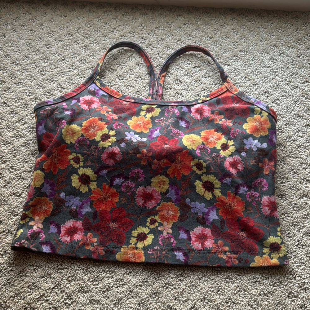 Spacedye Slim Flowery Racerback Cropped Tank